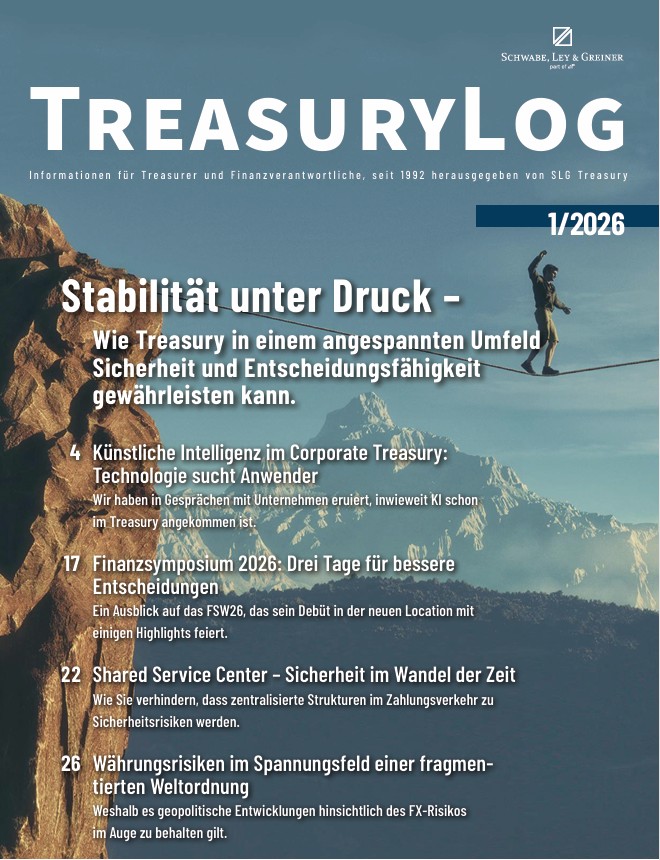 Fachmagazin TreasuryLog für Treasury- und Finanzverantwortliche. Das Bild symbolisiert die Expertise von RIM Management in Redaktion, Content Creation und Corporate Publishing sowie die langjährige Unterstützung bei der Erstellung, Optimierung und Veröffentlichung hochwertiger Fachinhalte im Finanzsektor.