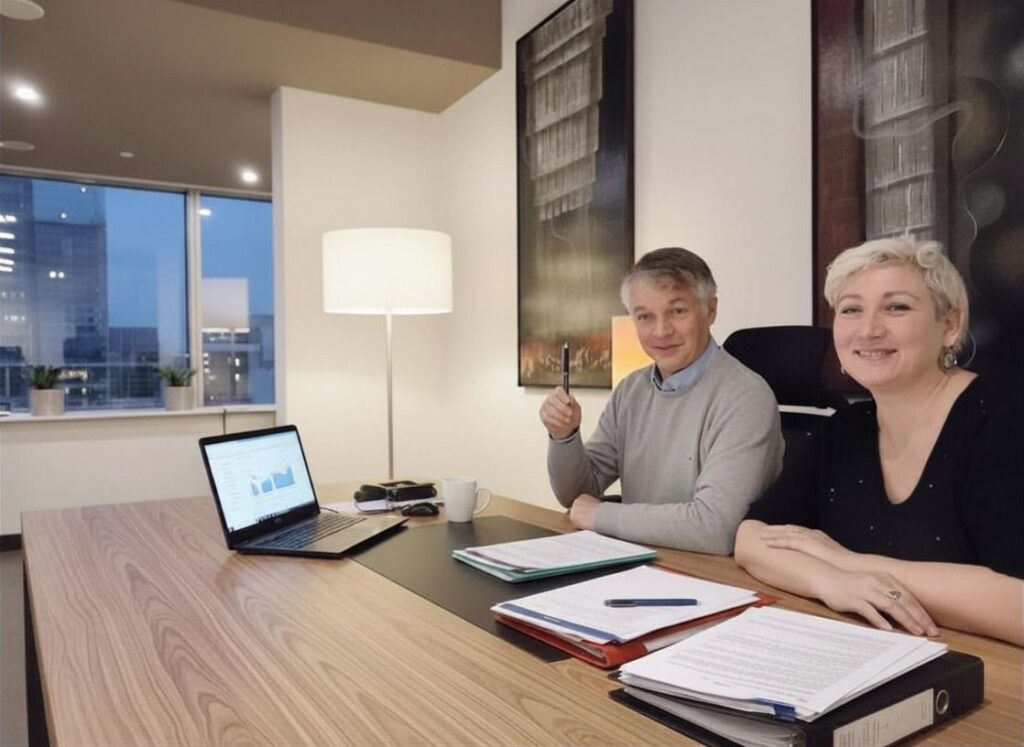 Mitarbeitende von RIM Management bei einem gemeinsamen Arbeitstermin. Das Bild steht für Freude an der Zusammenarbeit, lösungsorientiertes Arbeiten, gegenseitige Wertschätzung und das gemeinsame Engagement für erfolgreiche Kundenprojekte.